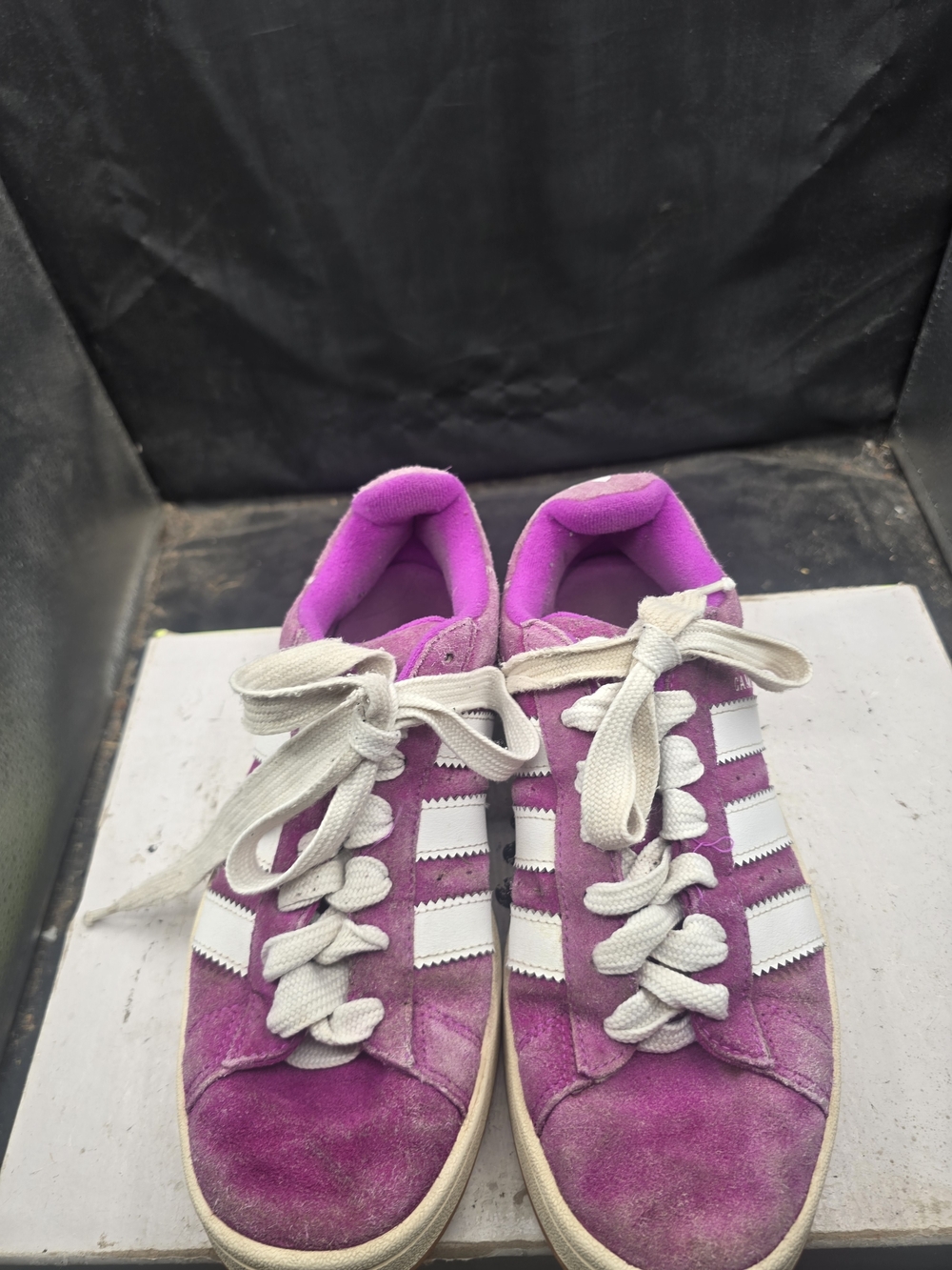 adidas Women’s Pink Suede Sneakers with White Stripes